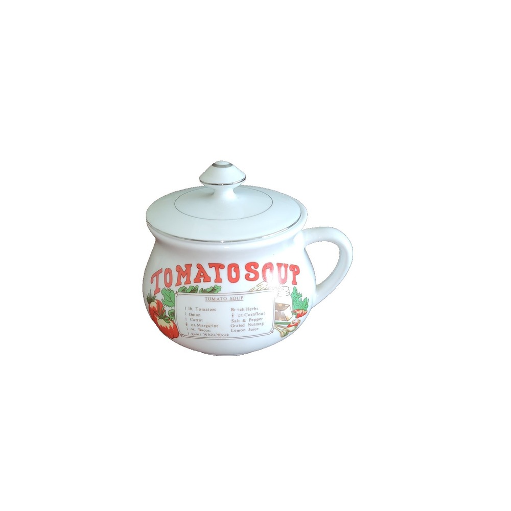 Fine Porcelain White Small Tomato Soup Tureen Bowl with Lid 5‎ x 6 inches